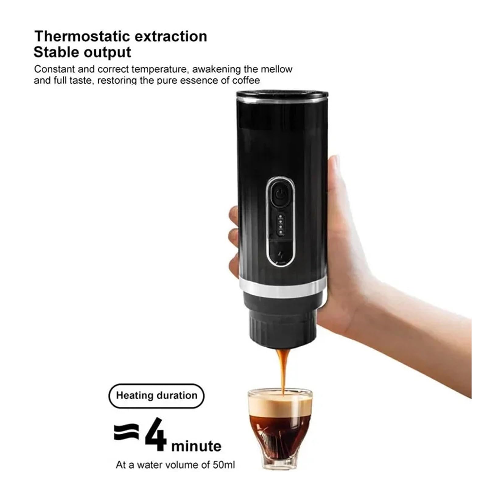 Macchina da Caffè Espresso Portatile, Macchina for caffè espresso portatile italiana 3 in 1, capsula, polvere, elettrica, for esterni, montata su auto, riscaldamento wireless, ricarica rapida per viag