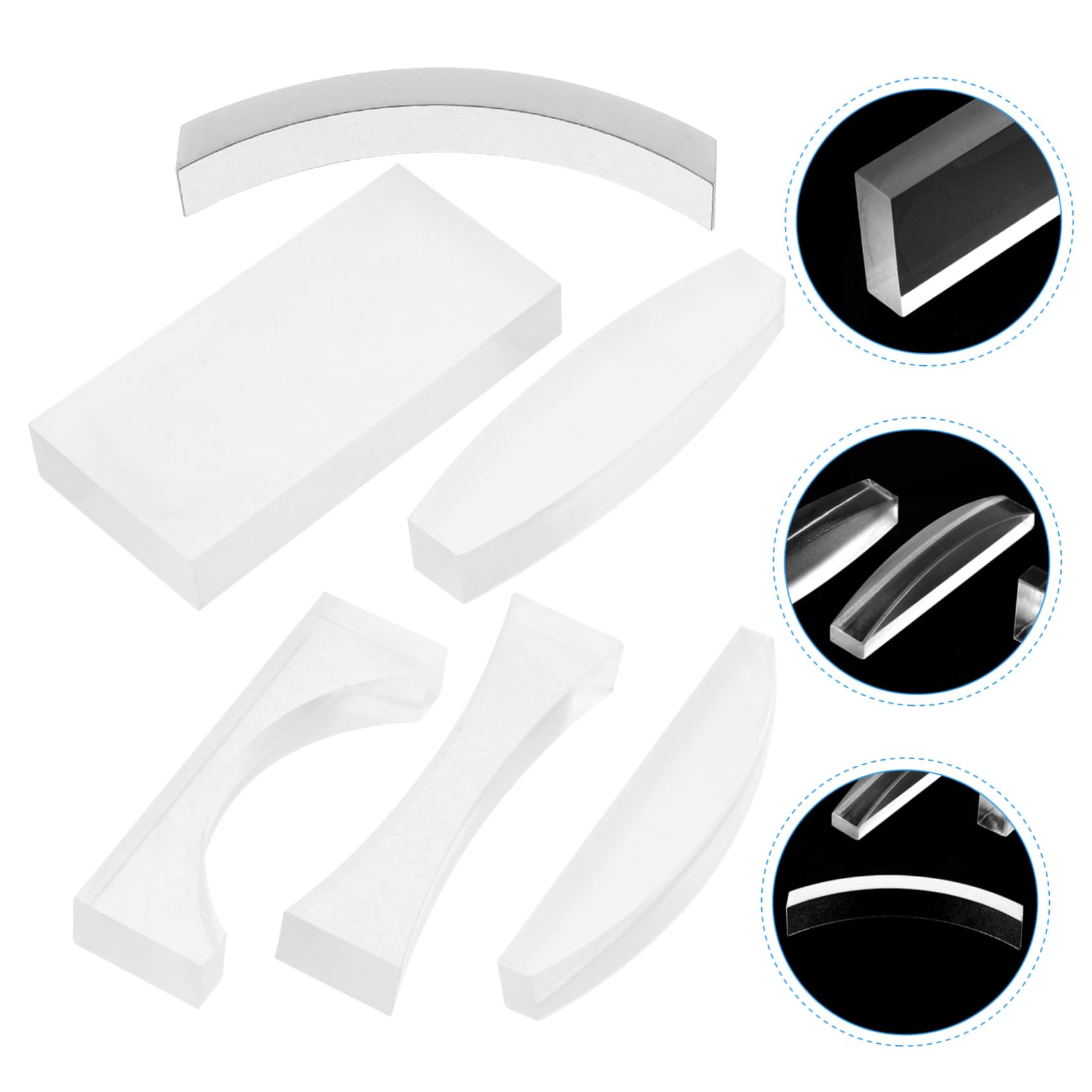 Cabilock Juego de Lentes Cóncava y Curva Ópticas de Vidrio para Enseñanza, Experimento Científico Aula, Conjunto de Prismas y Reflexión