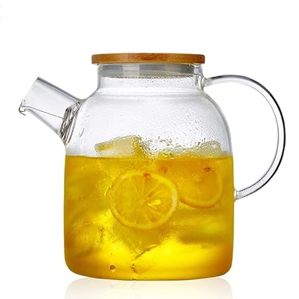 Teapots Coffee Servers Teapot Ice Coffee Pot Home Wide Mouth High Borosilicate Glass Teapot High Temperature Detachable Glass Ice Coffee Pot (Color : Clear, Size : 1600ml)