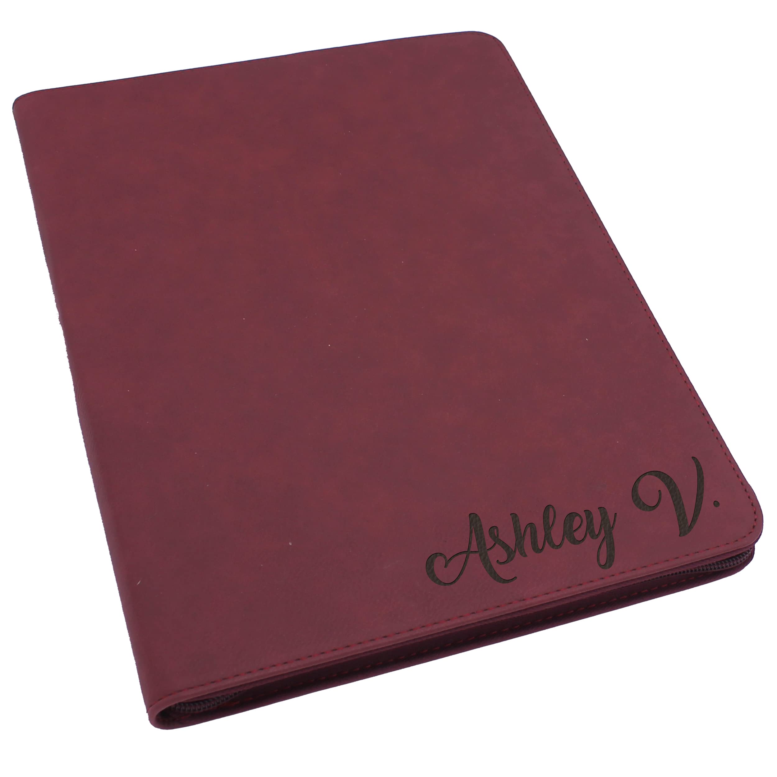 The Wedding Party Store Personalized Portfolio Pad Holder with Zipper - Custom Padfolio (Crimson)