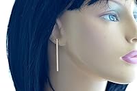 Vista 9 de 2 inch long 3mm very thin 14k yellow gold filled post bar stud earrings minimalist geometric earrings for women sterling silver post