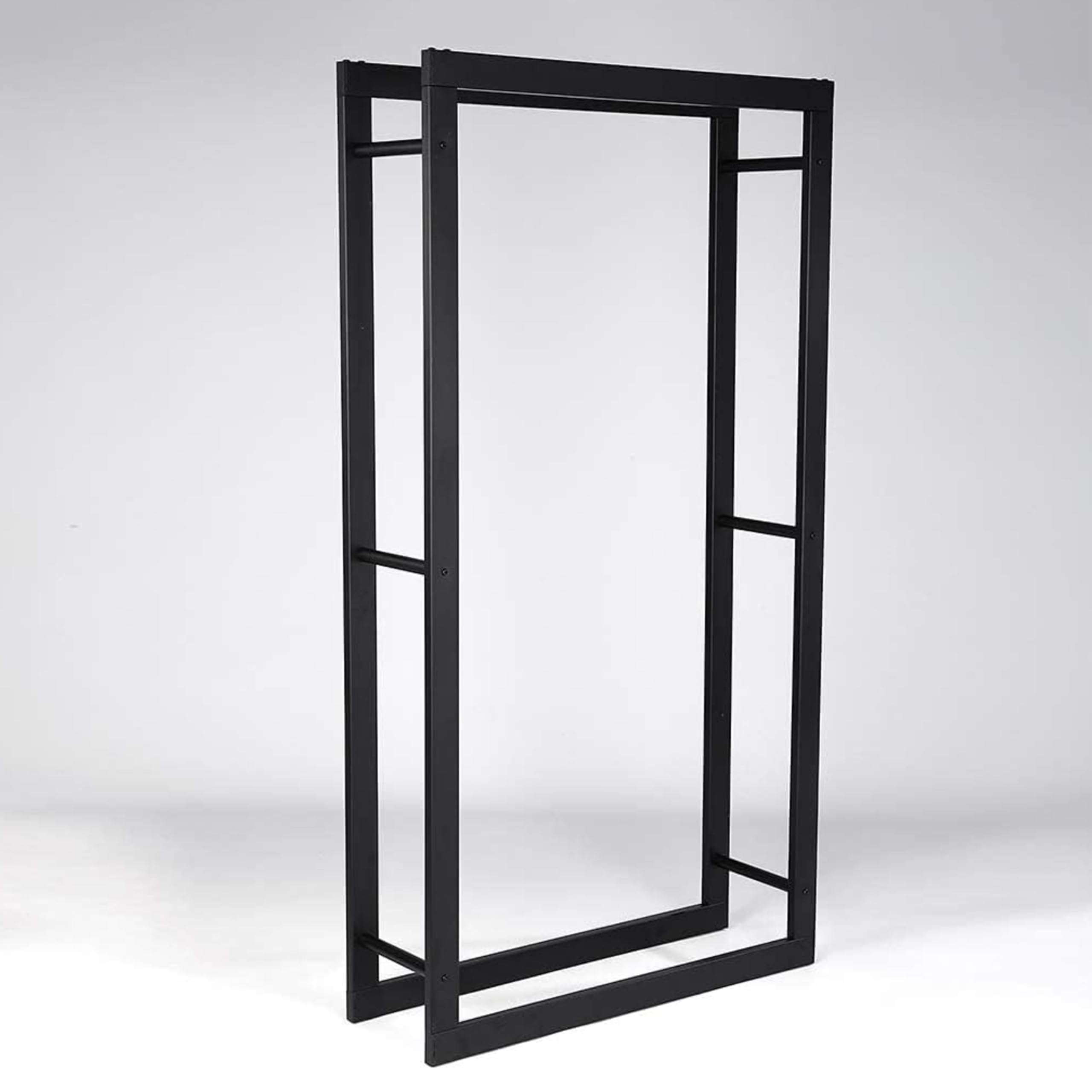 Loywe Estantería de metal para guardar leña de chimenea, para interior y exterior, color negro