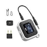 Bluetooth Transmitter Receiver for Airplane with Extra Dual 3.5mm Jack AUX Adapter, LED Display Dual Link Low Latency Bluetooth 5.3 Audio Adapter for AirPods Wireless Headphone Car