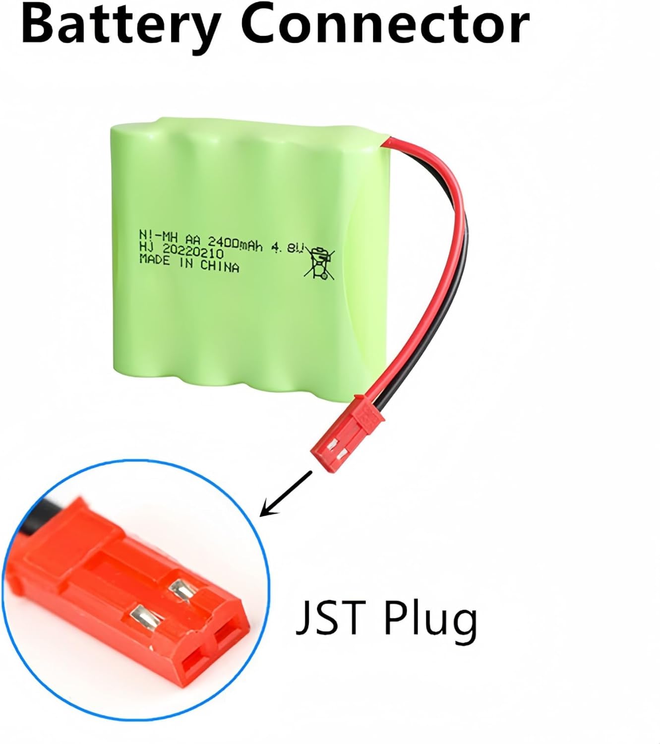 4.8v Battery Pack 2400mAh nimh Batteries Rechargeable RC Battery with Charge Cable for Trucks Remote Control Car