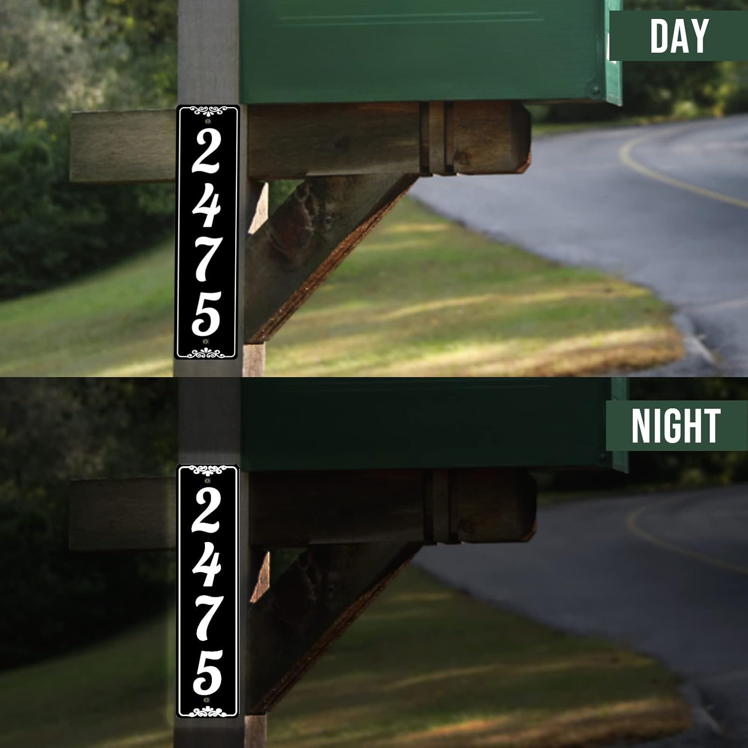 911 Address Sign Custom Reflective Address Plaque Vertical House Numbers Reflective Mailbox Numbers Aluminum Address Sign for Houses Outside Driveway Yard Post