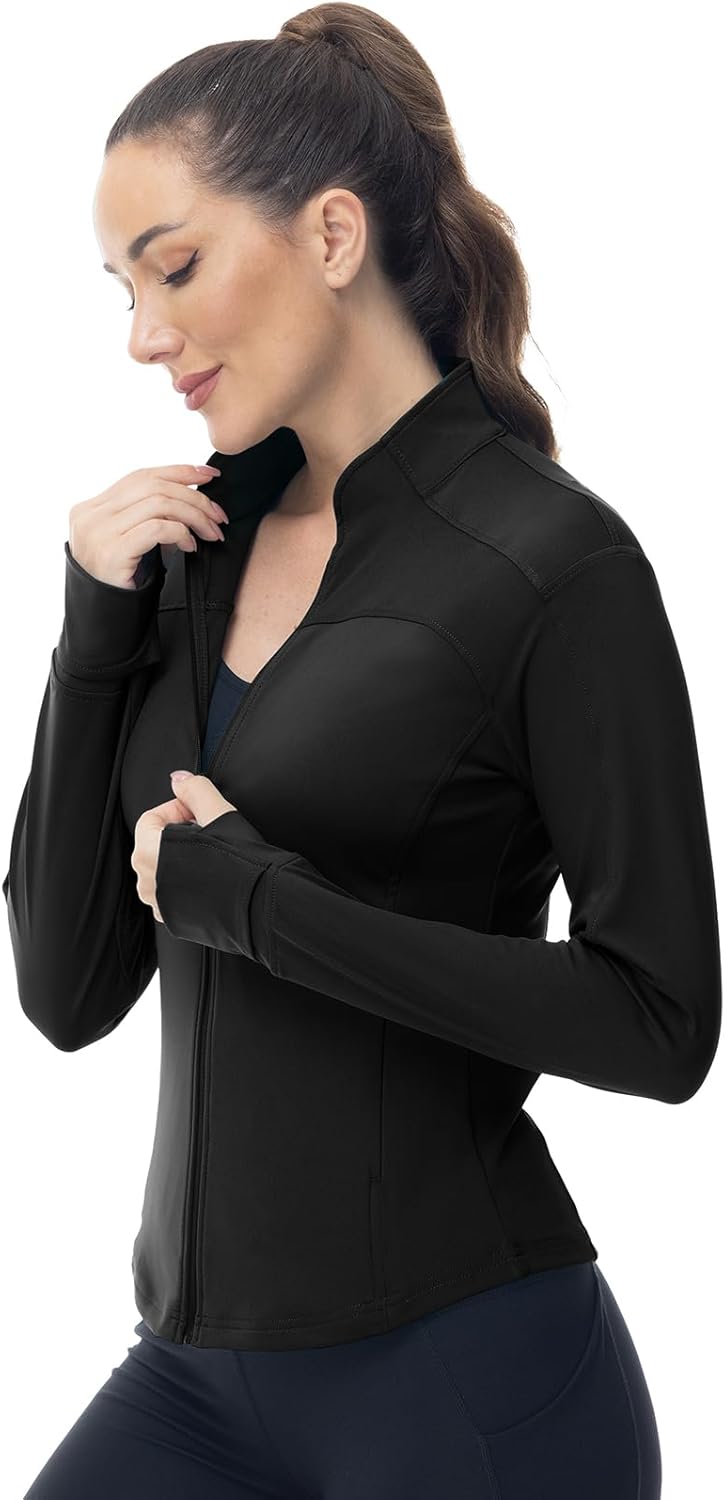 Gopune Women's Workout Athletic Jacket Lightweight Zip Up Yoga Slim Fit Tops with Pockets - Image 3
