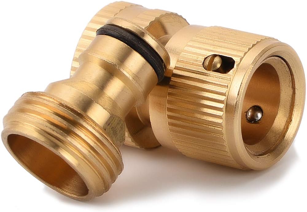 Garden Water Hose Quick Connectors 3/4 Inches Brass Easy Connect Hose Adapter(5 Sets of Male & Female Connector) with Extra Rubber Washers