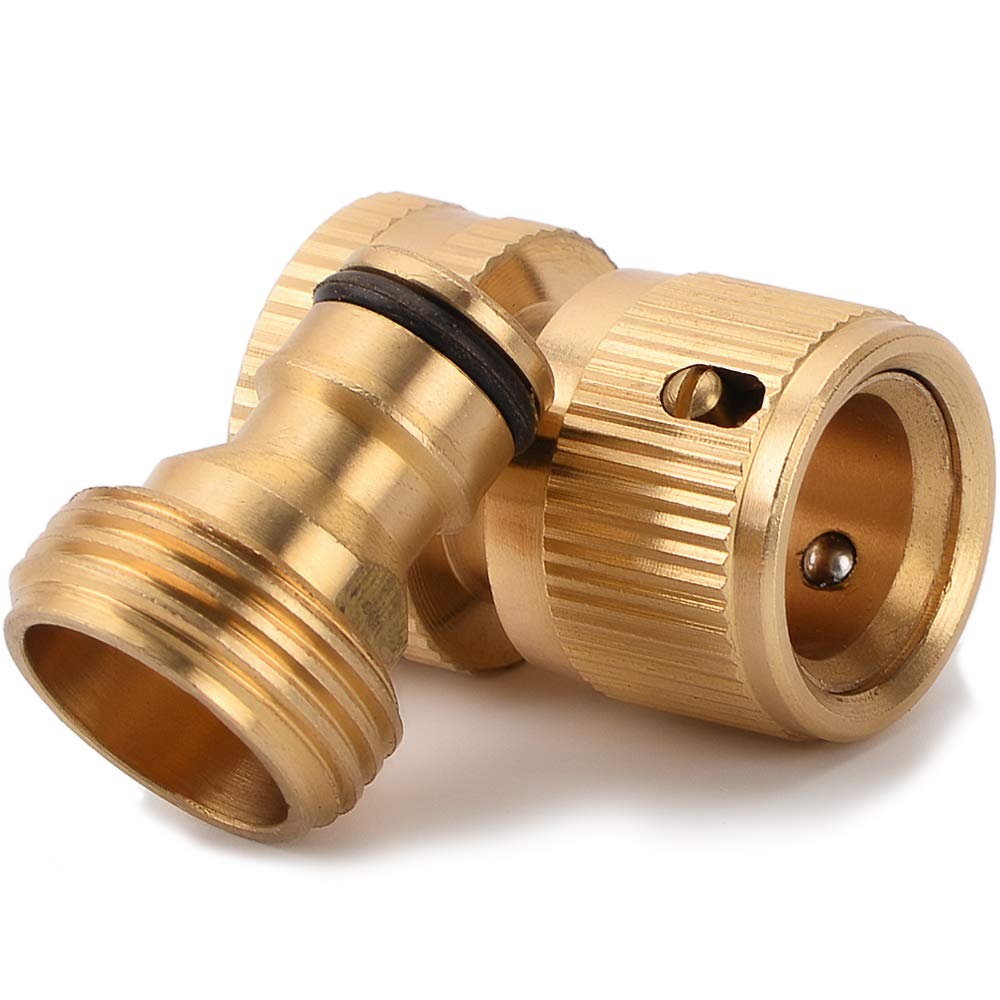 Raccordi rapidi per tubo dell'acqua da giardino, in ottone, facile da collegare (5 set di connettori maschio e femmina), con rondelle in gomma extra