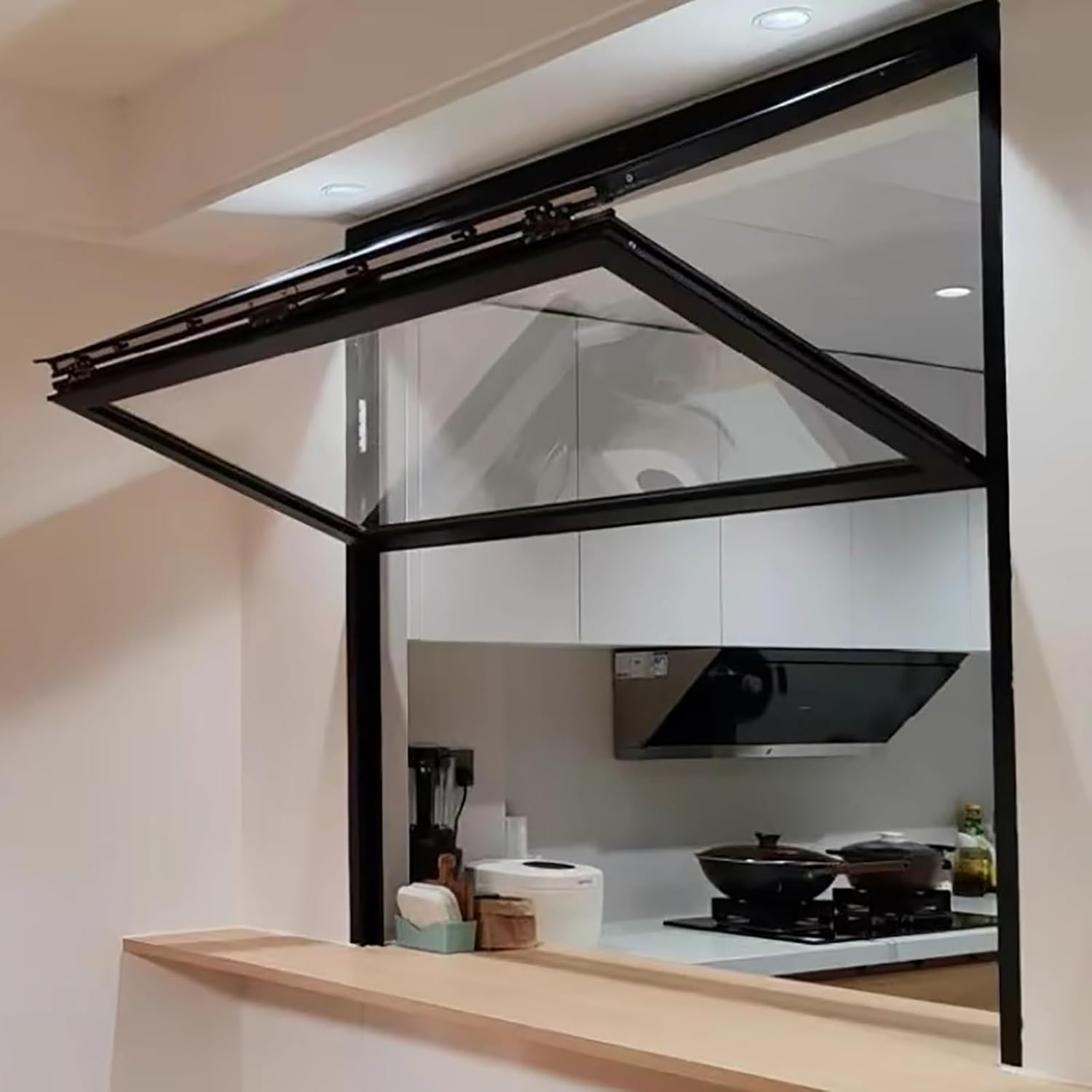 Folding Concession Serving Window with Reinforced Glass, Vertical Sliding Double Hung Aluminum Frame Food Truck Windows, with Locking Handle(WxH 40x48in/101.6x121.9cm)