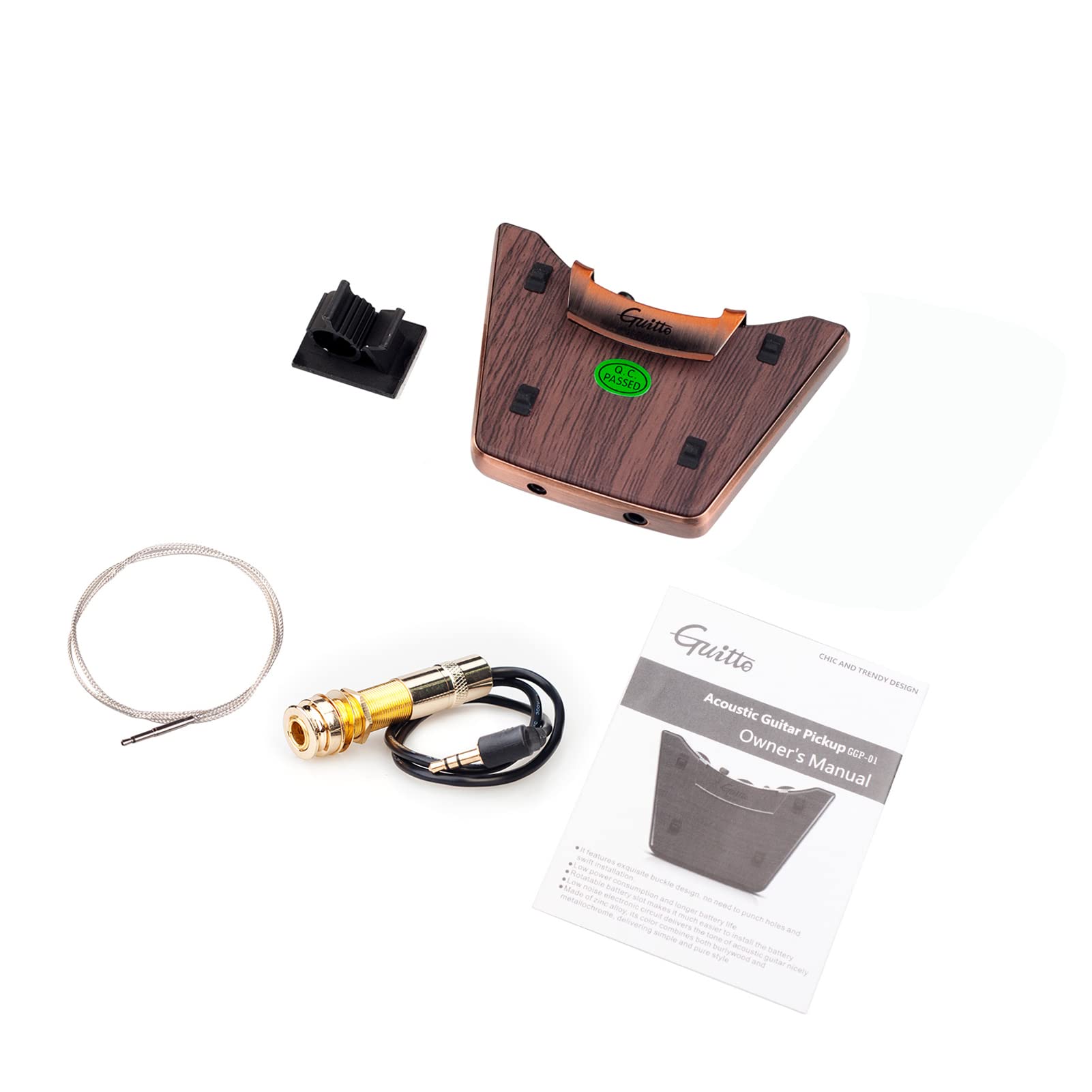 Micro de guitare acoustique - Double mode de micro piézo + micro - Prend en charge le volume et le réglage de la tonalité - Fonction de phase - Installation facile pour guitares folk classiques