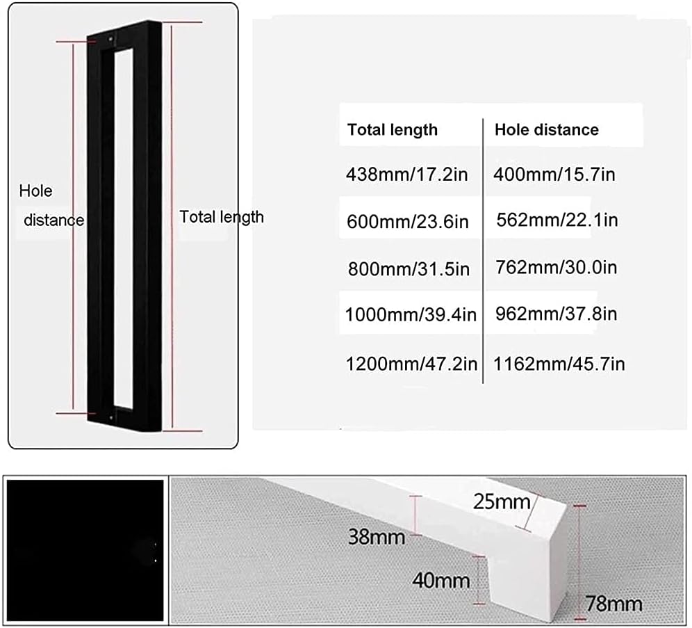 Heavy-Duty Commercial Grade-304 Stainless Steel Push Pull Door Handle/Barn Door Pull Handle/Glass Door Pulls, Full Brushed Black Titanium Finish
