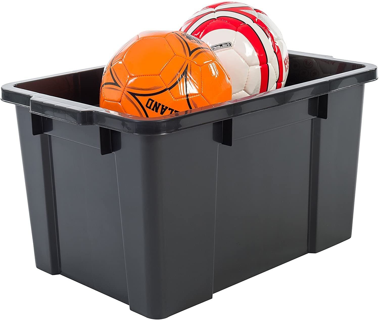 Iris Ohyama, Contenitori portautensili in plastica con coperchio e chiusura a clip, 50L, Lotto di 3, Impilabili, Inseribili, senza BPA, soffitta, tettoia, garage, SK-450, nero