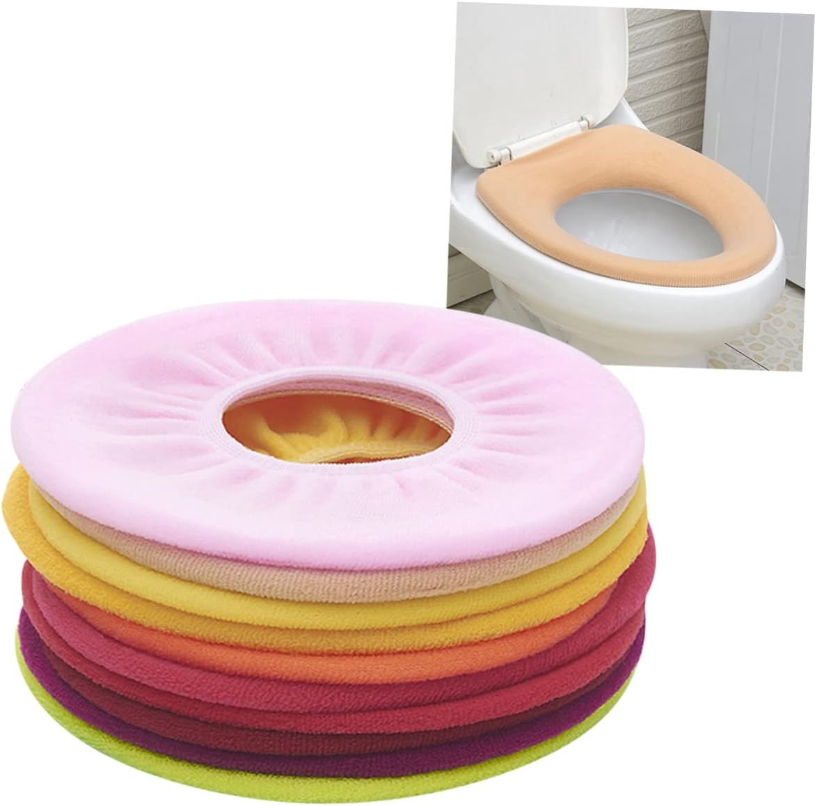 10-Piece Colorful O-Shaped Toilet Seat Covers Non-Slip Design for Bathroom Use Universal Fit Toilet Seat Pads Random Color