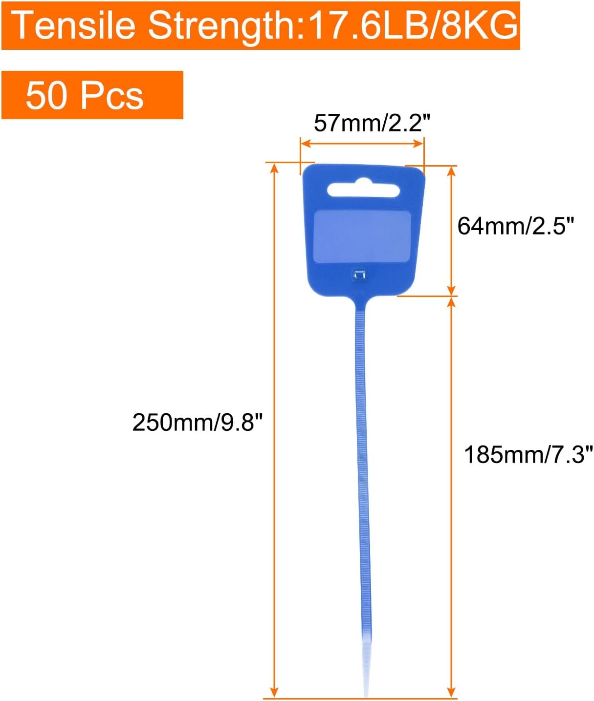 MECCANIXITY 50pcs Marker Cable Zip Ties, 10 Inch Self-Locking Nylon Labels Zip Tie Wraps, Wire Tags Ties Straps for Indoor and Outdoor, 3/16",Blue