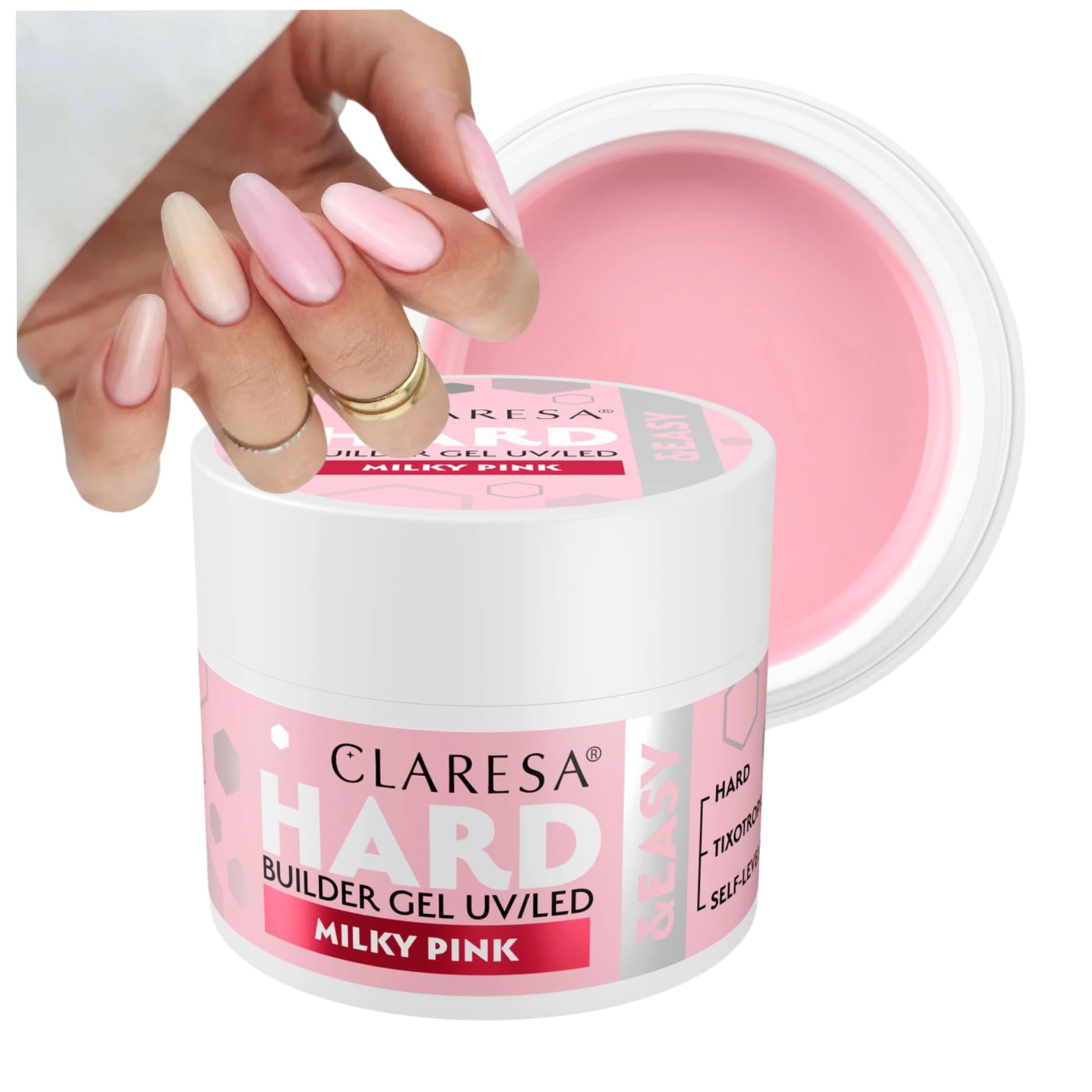 Gel Strutturante per Unghie Hard&Easy Pink Lattiginoso, 45g - Claresa