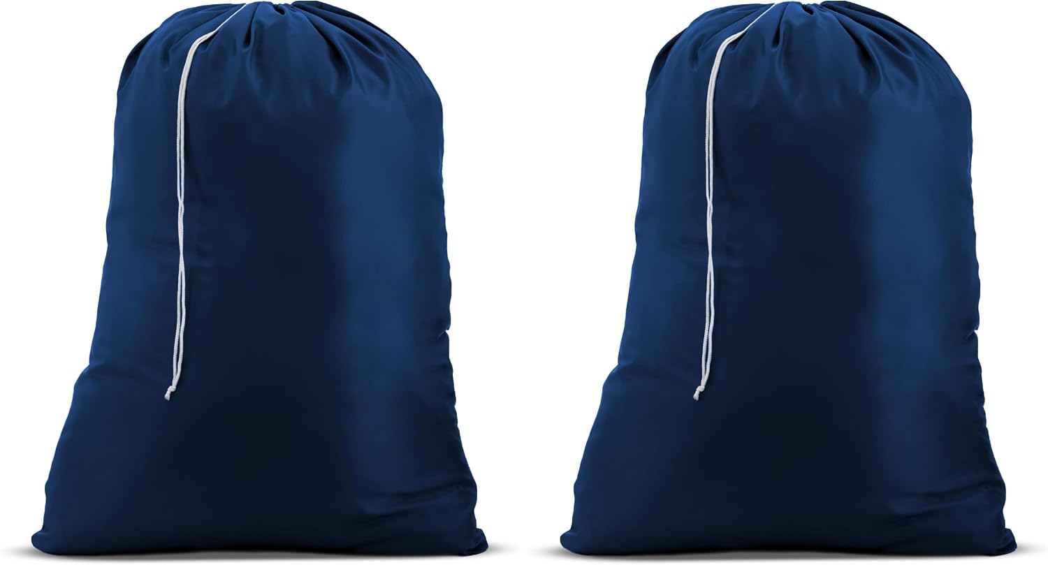 Nylon XL Laundry Bag, Large Capacity with Locking Drawstring, Machine Washable, Fits Laundry Baskets or Hampers, Holds 2 Loads of Clothes (Black, 30" x 40")