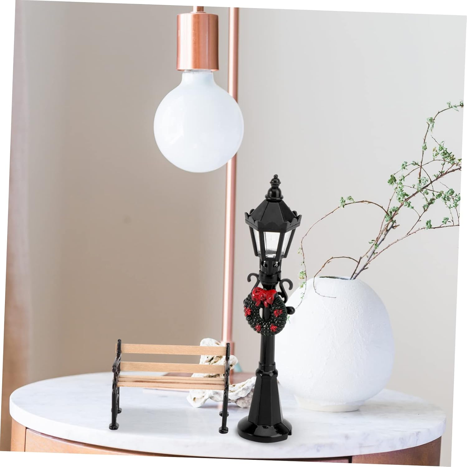 Balacoo 2 Pcs Mini Street Lamp and Park Bench Miniatures Furniture | Dollhouse village and fairy garden display, Miniature scale, Holiday display