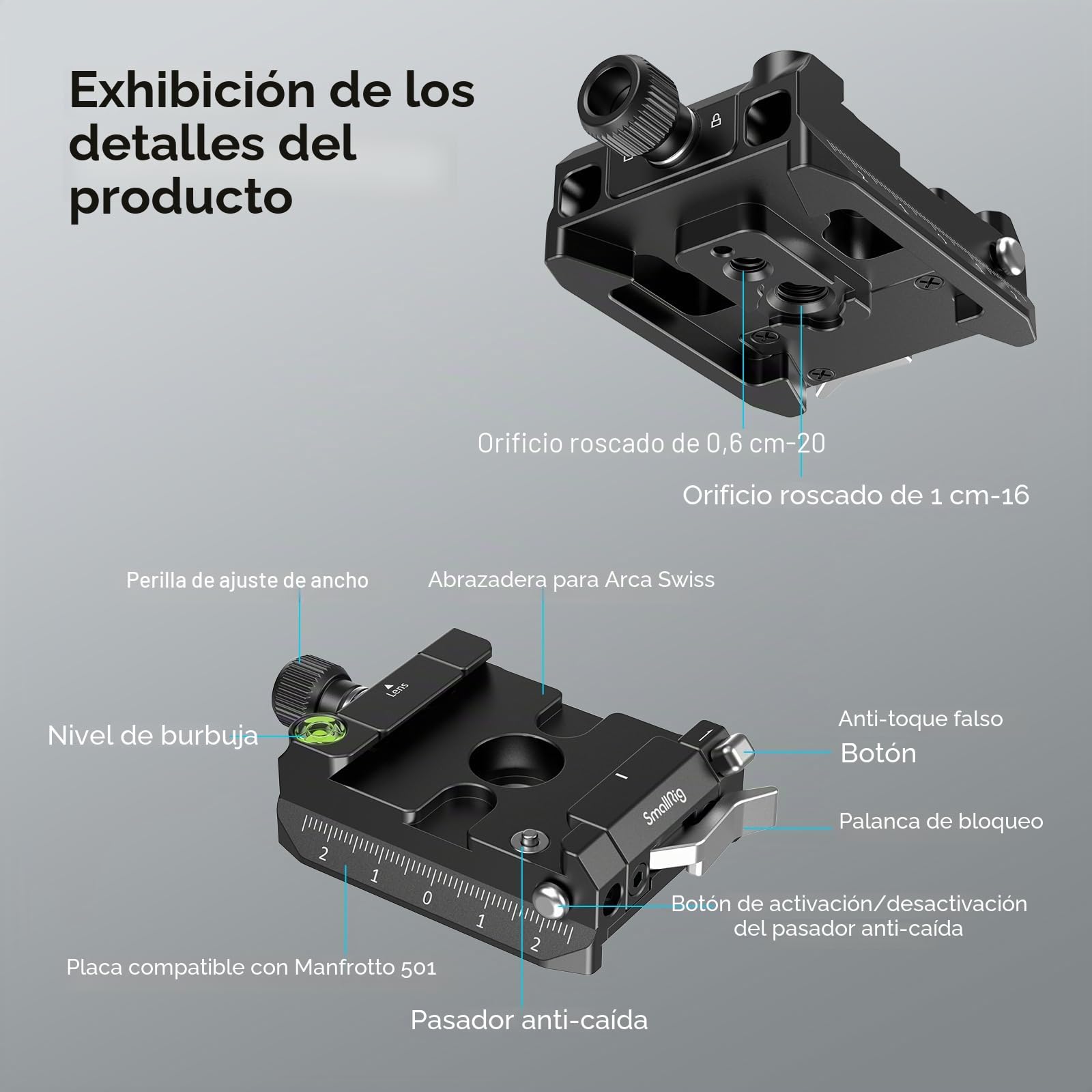 SMALLRIG Kit de Placa de Montaje con Placa Superior para Arca-Swiss y Placa Inferior para Tipo MFT, Compatible para dji RS Series - 4234