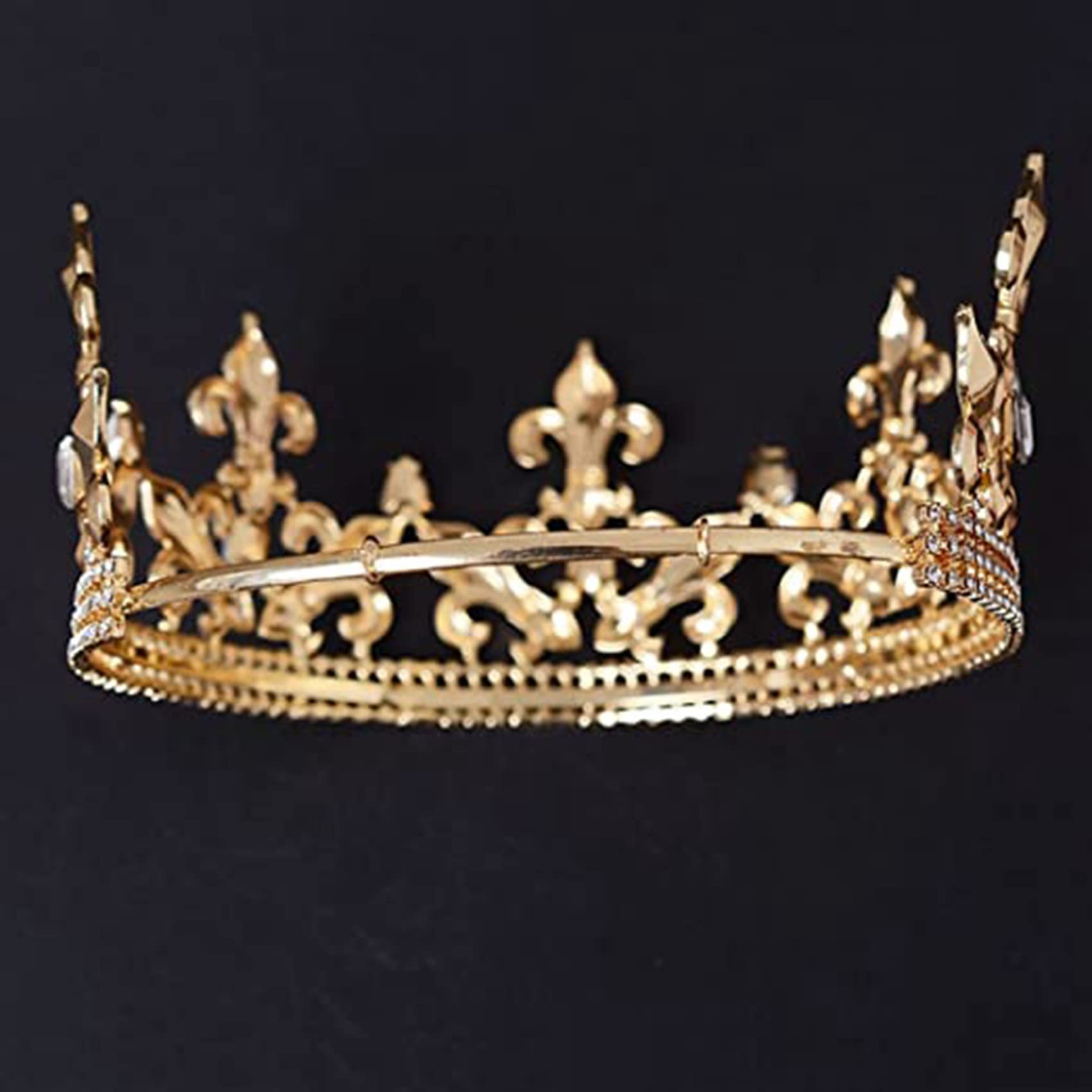PRATYAHARA Goldene KöNigskrone für MäNner, Verstellbar, Kaiserliche, Mittelalterliche Geburtstagskrone, AbschlussballköNige