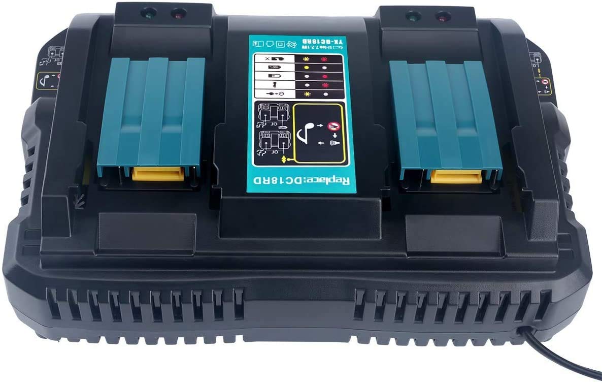 Cargador de doble puerto DC18RD, cargador rápido para Makita 18 V DC18RC DC18RA DC18SF, Makita batería 18 V BL1850B BL1860B BL1830B BL1440B BL1430B BL1415