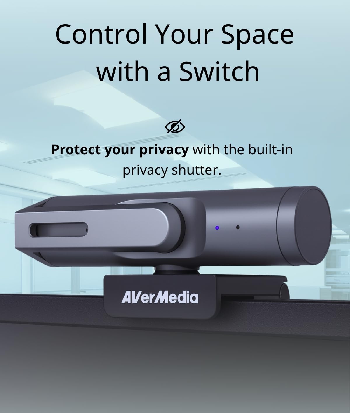 AVerMedia 4K UHD Business Webcam PW515, Enfoque automático, ePTZ, Control de Gestos, HDR y reducción de Ruido 3D, Campo de visión Variable para Zoom, Equipos, Skype, portátil y MacBook, Color Negro