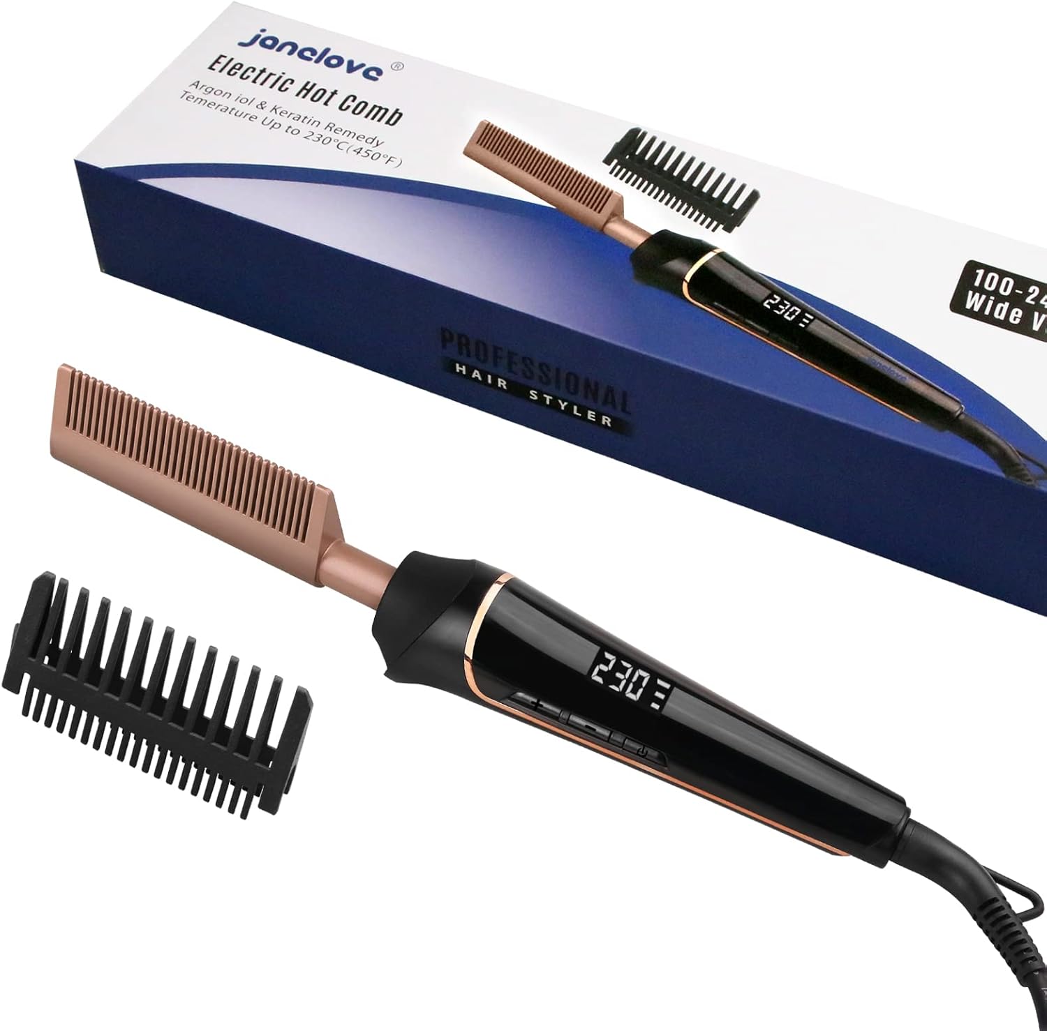 Hot Comb for Wigs, Afro Hair ,230℃ Electric Heat Pressing Comb,Hot Comb