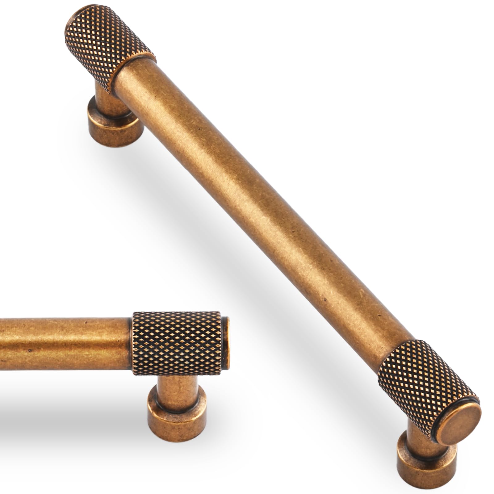 Asimerdeco 10 Pack Antique Brass Knurled Cabinet Pulls 5 Inch(128mm) — image 1