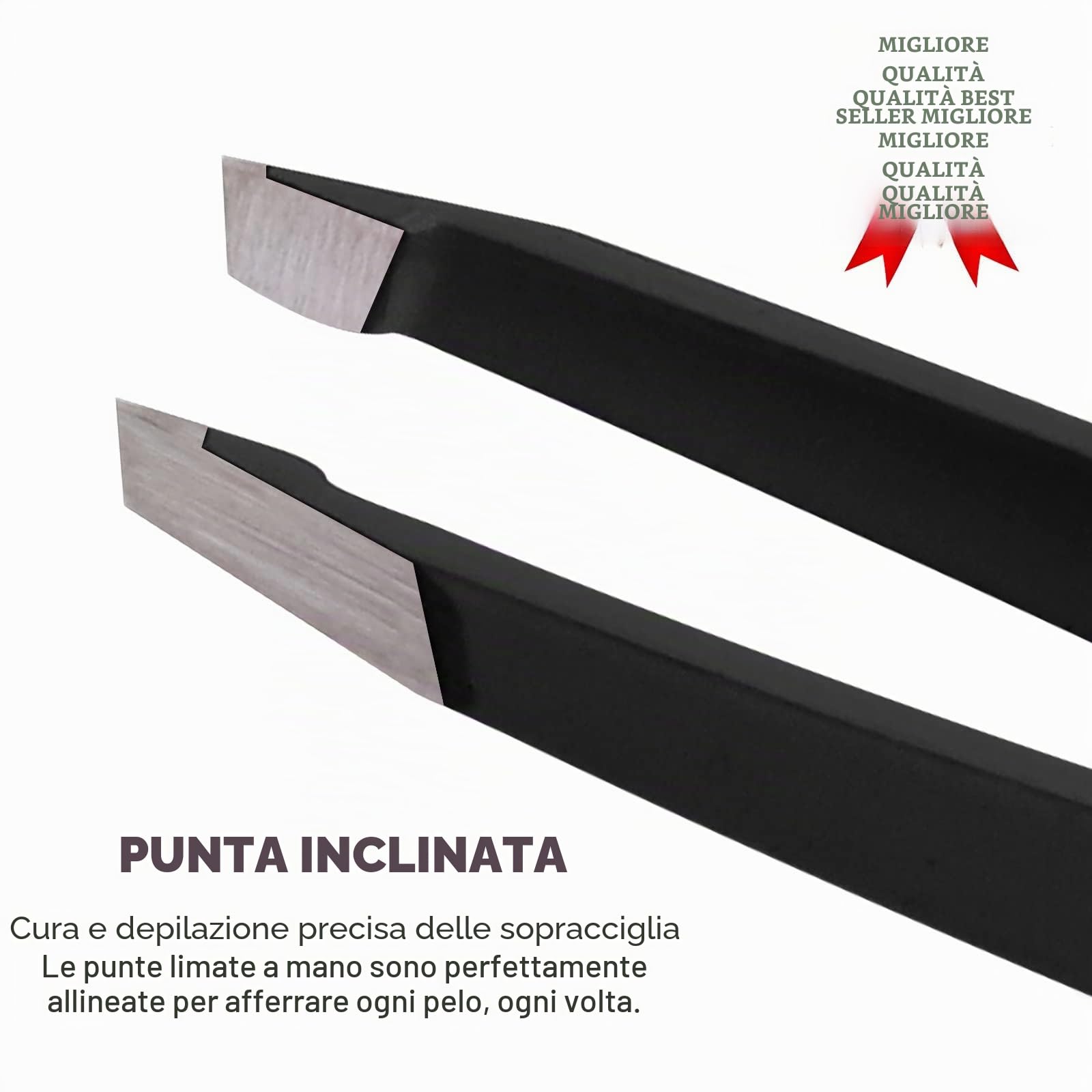 SS INSTRUMENTX Pinzetta Sopracciglia Professionale per Uomini e Donne, Acciaio Inossidabile Punta Inclinata Pinzetta Sopracciglia per Rimozione peli Precisione, Impugnatura Antiscivolo (Nera)