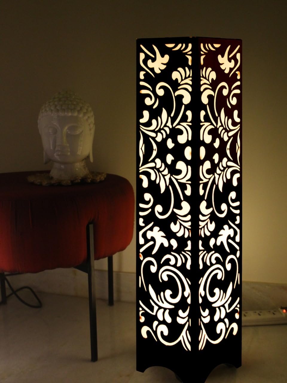 METSY Designer Stylish Laser Cut Floor Lamp Metal Floor Lamps for Living Room Corner | Corner Floor Lamp | Column Floor Lamp | Floor Lamps for Home Decoration-image-1