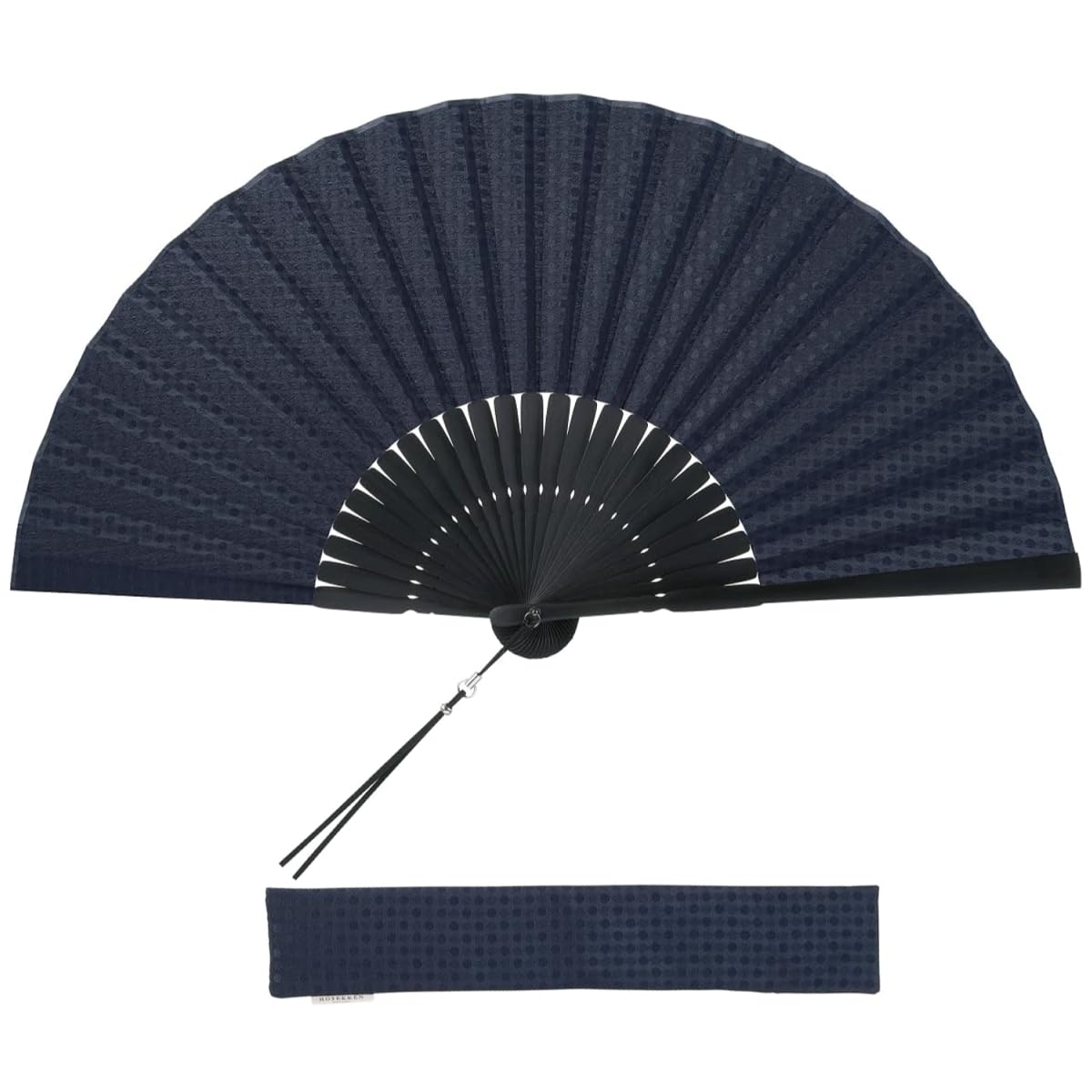 HOSEKKEN [Luxury Folding Fan Brand Combines Traditional Craftsmanship and Modern Sensibility] Men's Gentleman [Dot Green/Navy] Kimono Accessories, Japanese Pattern, Durable, Stylish, Father's Day : Cl