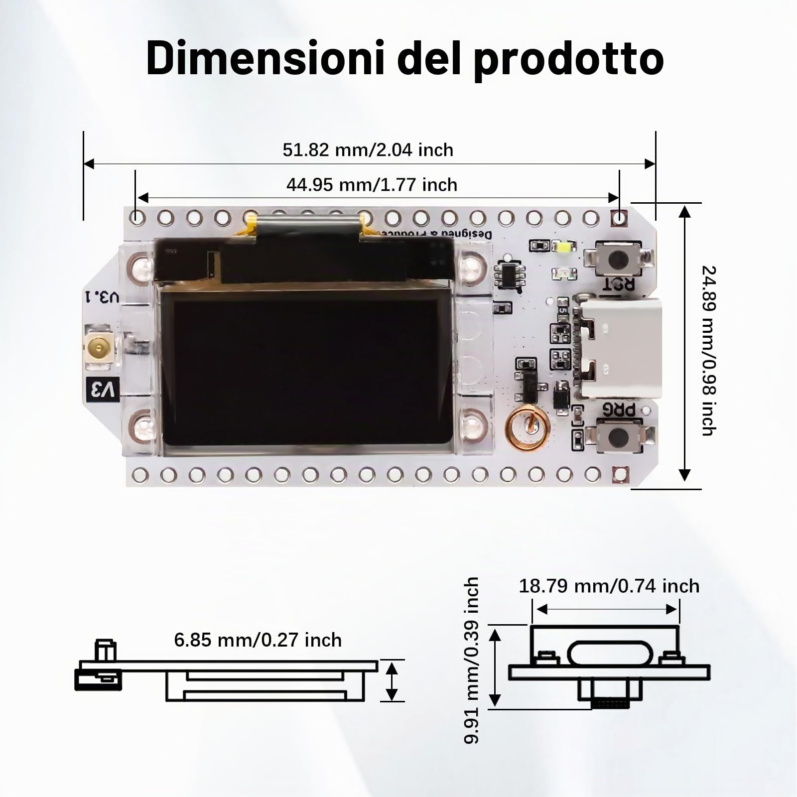 ARCELI LoRa ESP V3 Board con 3000 mAh Battery Set, Meshtastic LoRa ESP32 Kit di sviluppo con antenna da 868 MHz e display OLED, WiFi + BLE Dual-Core IoT Board compatibile con Arduino/Mesh tastic (2