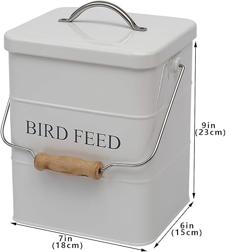Miniatura 7 de Geyecete Comedero para pájaros, tarro de comida para mascotas, contenedor hermético para almacenamiento de alimentos, color blanco