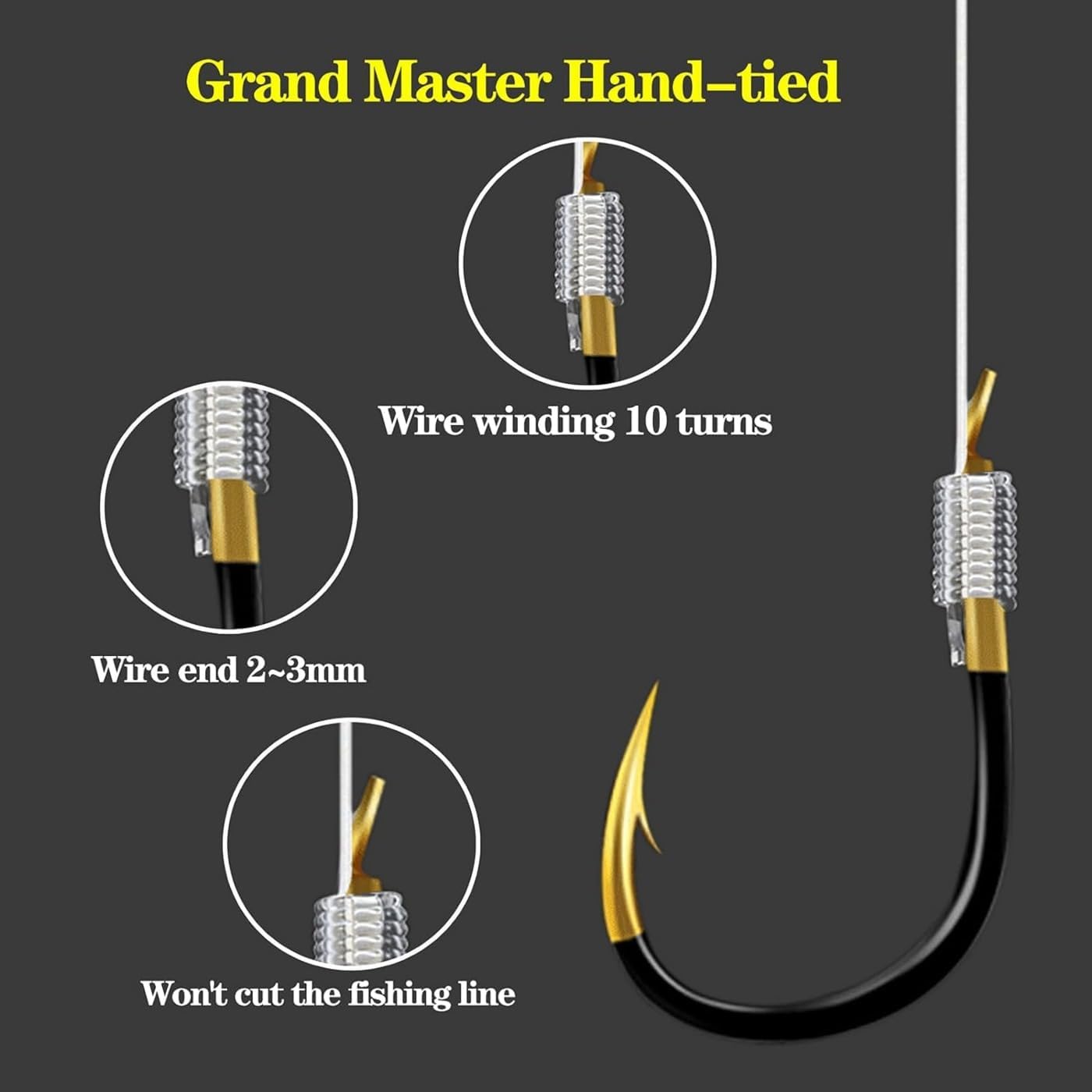 Pre-Tied Fishing Hooks with Line - Double Barbed Hooks Corrosion-Resistant Sharp Hooks for Freshwater & Saltwater Fishing