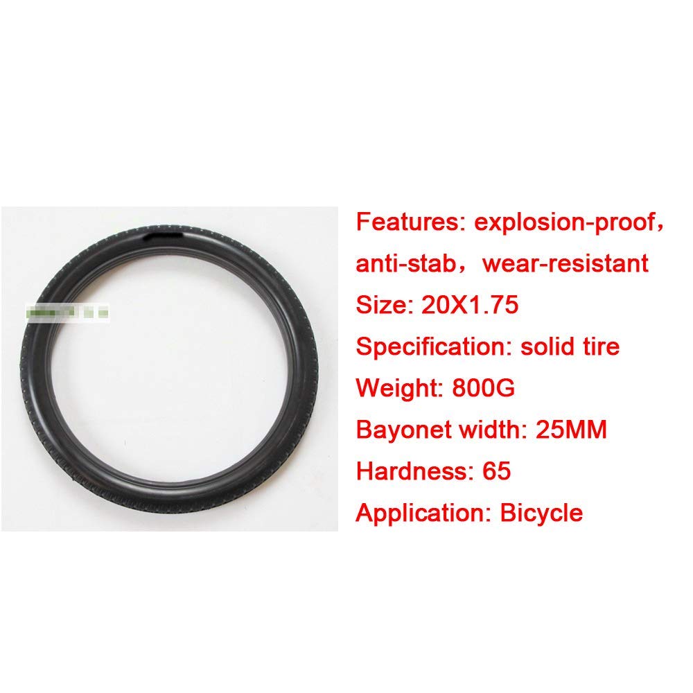 Copertoni per Bici,Pneumatici Solidi 20 Pollici 20x1,75,Non c'è Bisogno di Gonfiare,Nessuna Camera d'Aria,Accessori per Pneumatici Antiscivolo Resistenti all'Usura della Bicicletta