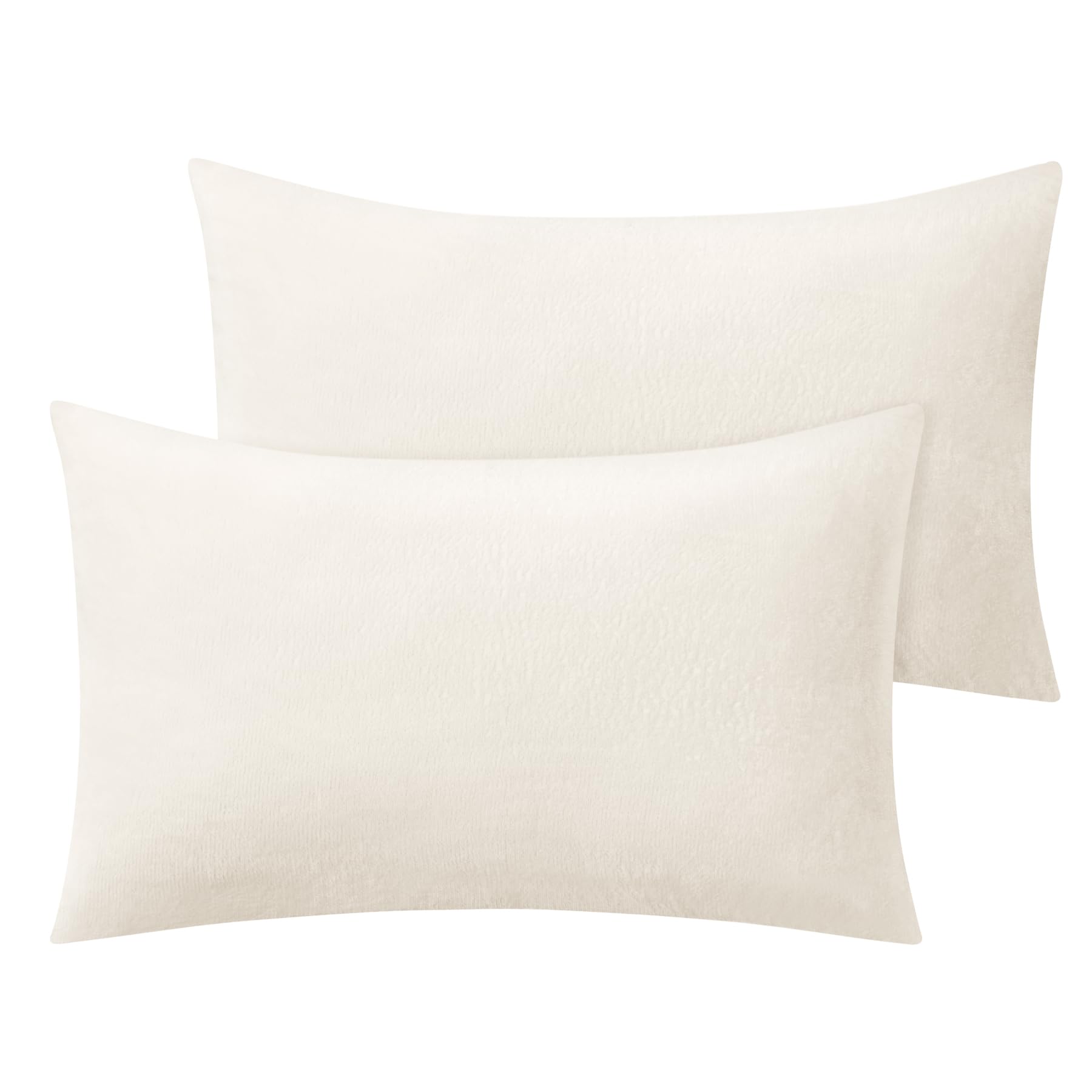 Photo 1 of BEDELITE Flannel Pillow Cases Queen Size Set of 2, Off White, 20x30 Inches