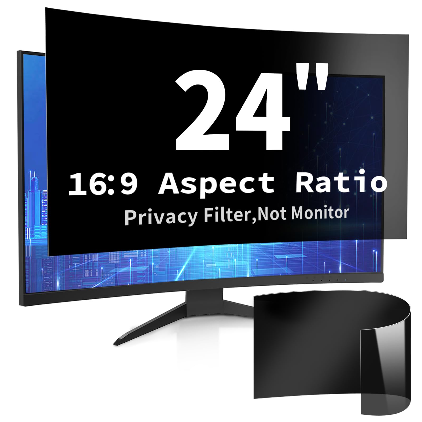 Protector de Pantalla para Computadora de Escritorio de 24 Pulgadas con Relación de Aspecto 16:9, Anti Luz Azul y Antideslumbrante, Filtro de Privacidad de Rápida Fijación