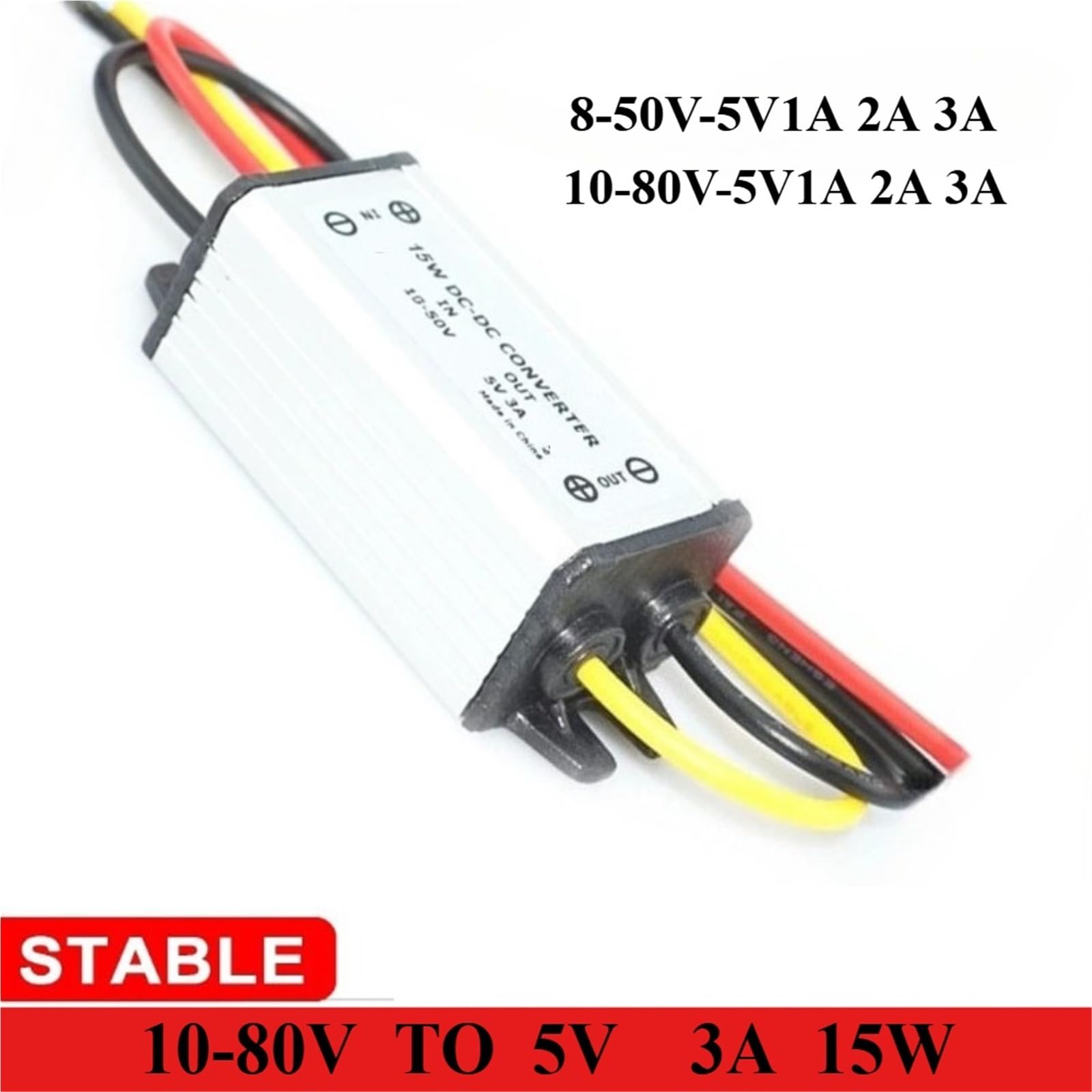 12V 24V 36V 48V 60V to 5V 3A DC DC Step Down Converter 15W Power 10-80 Volt to 5(8-50V,5V 1A)
