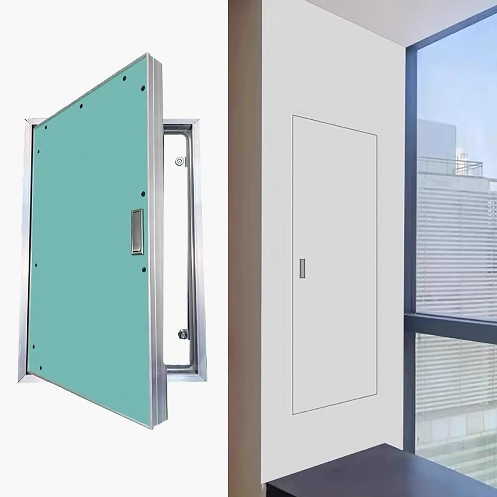 SRNSAEB Easy Install Flush Mount Wall/Access Door Panel, Paintable Drywall Access Hatch for Plumbing/Wiring/Cables/Electrical/Fire, Inspection Service Hole Cover(45x45cm/17.7x17.7in)