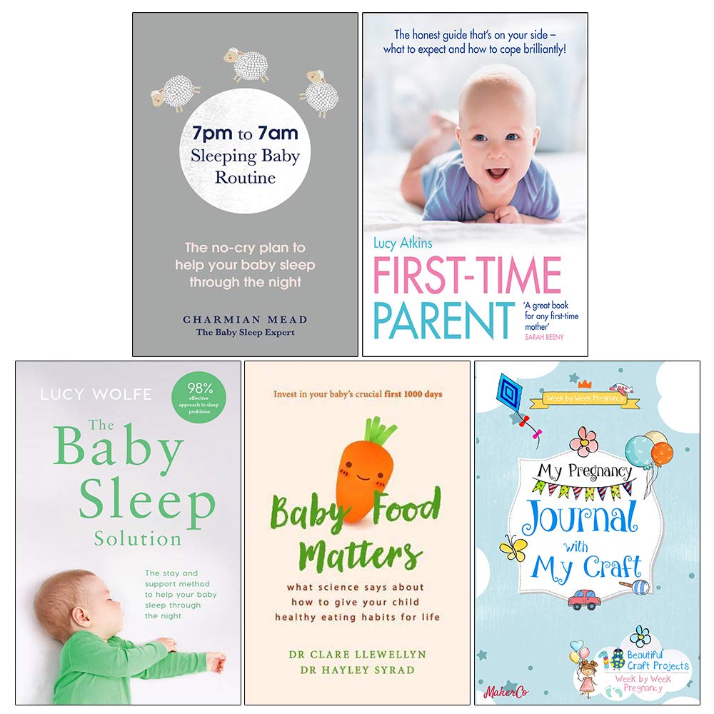 7pm to 7am Sleeping Baby Routine, First Time Parent, The Baby Sleep Solution, Baby Food Matters, My Pregnancy Journal With My Craft 5 Books Collection Set