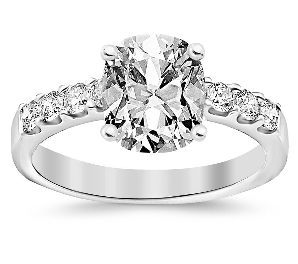 Houston Diamond District 2 Carat GIA Certified Cushion-Cut Classic Prong Set Diamond Engagement Ring (G-H Color VS1-VS2 Clarity Center Stones)
