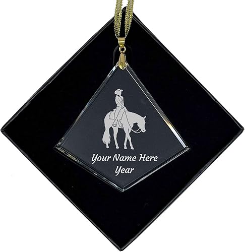 Miniatura 8 de LaserGram Adorno de Navidad de cristal personalizado, caballo de placer occidental, idea de regalo personalizada grabada con láser (forma