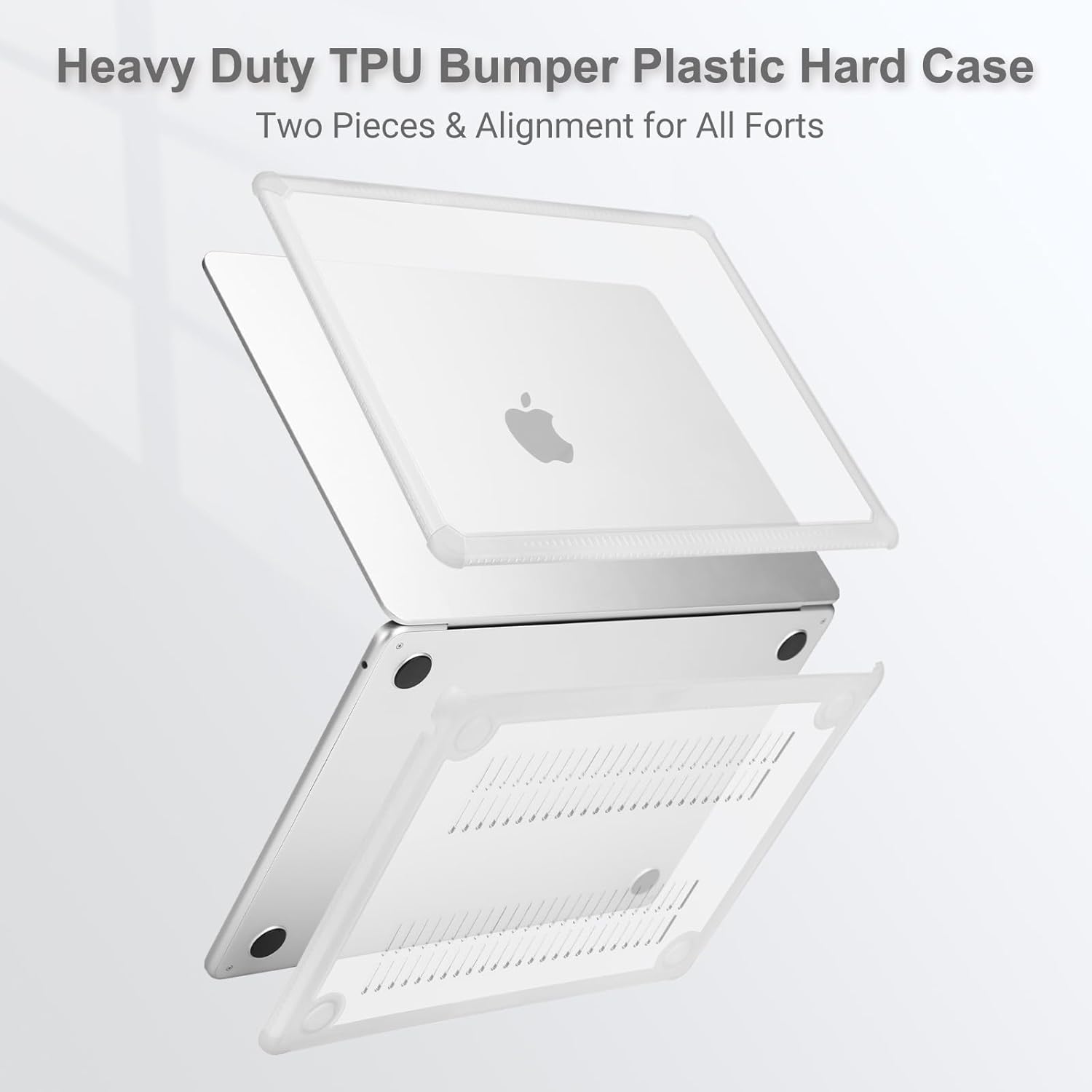 MOSISO Shock-Absorbing Hard Case Compatible with MacBook Air 15 inch M5 2026 M4 M3 M2 2025-2023 A3448 A3241 A3114 A2941,Anti-Cracking Heavy Duty Hard Shell with TPU Bumper&Keyboard Cover,Crystal Clear