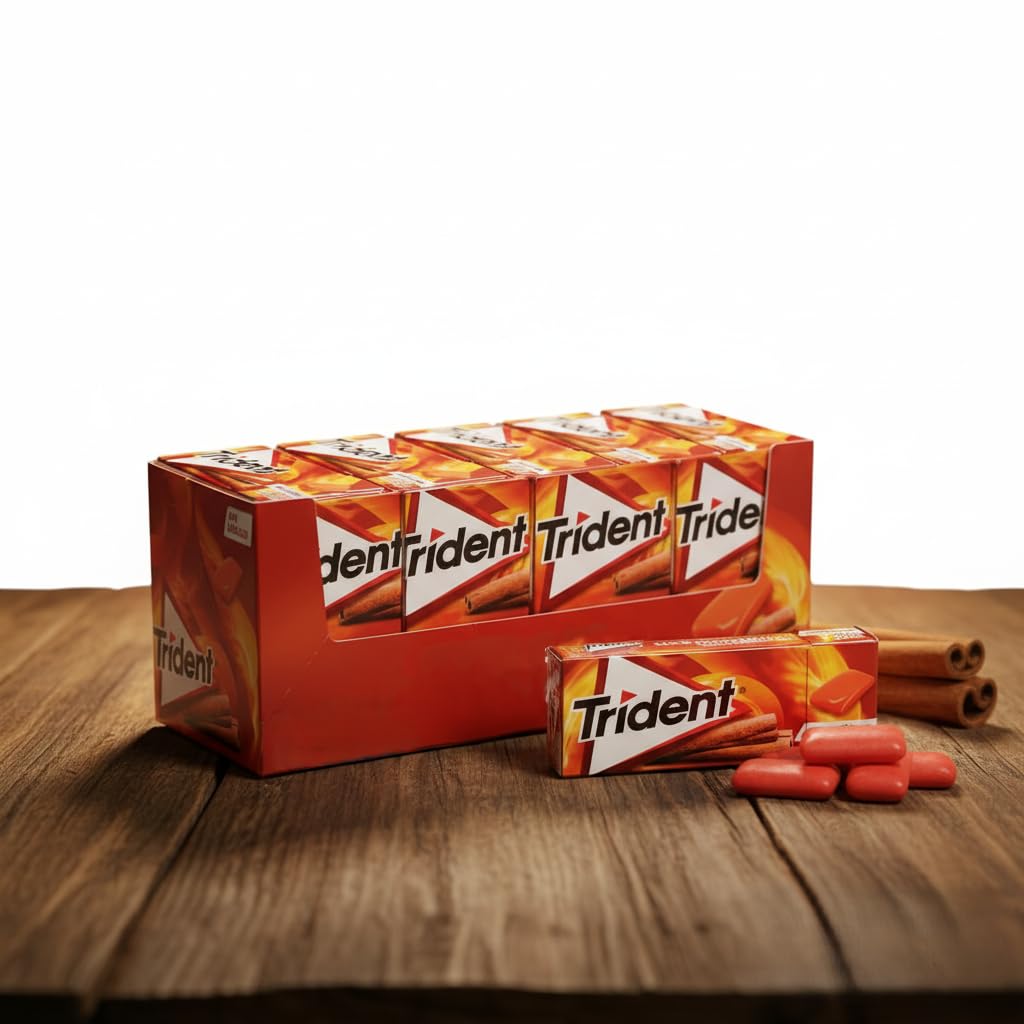 iChuches Trident Chicle Sin Azúcar Sabor Canela Pack 24 Unidades Larga Duración Sin Calorías