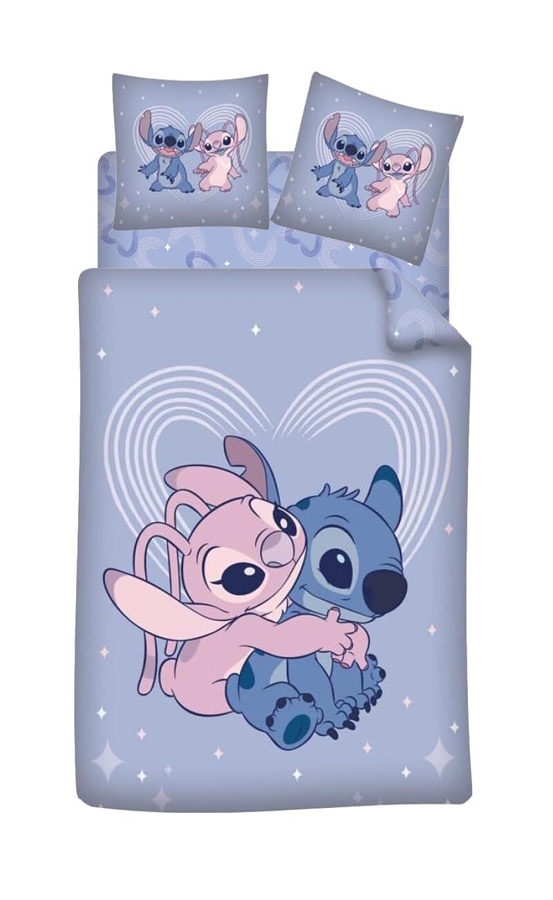 Stitch Angel Set 3 Pezzi 140x200 + Federa 65x65 + Lenzuolo 90x200 Disney
