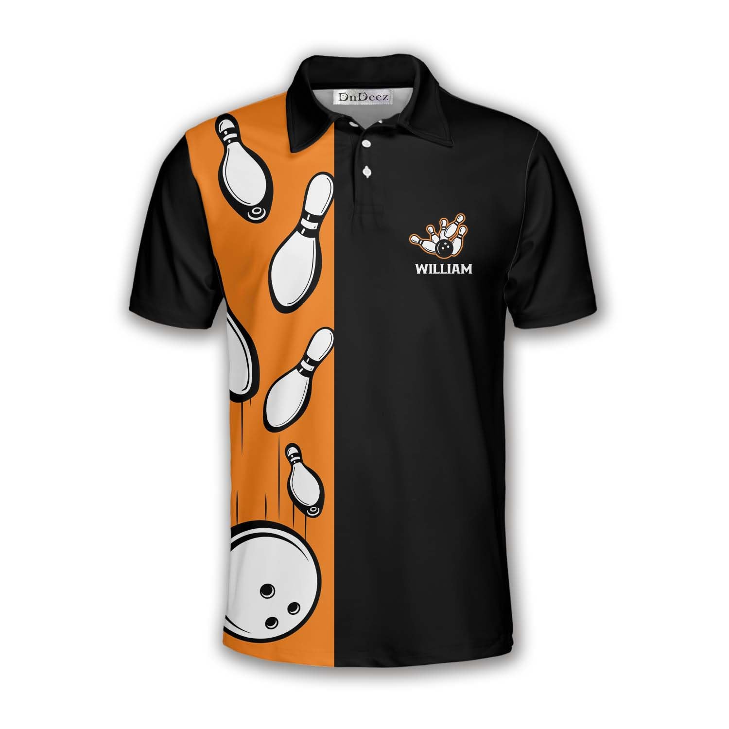 DnDeez Custom Bowling Shirts for Men, 3D Print Bowling Shirts Unisex Polo Retro Simple 2XL Orange