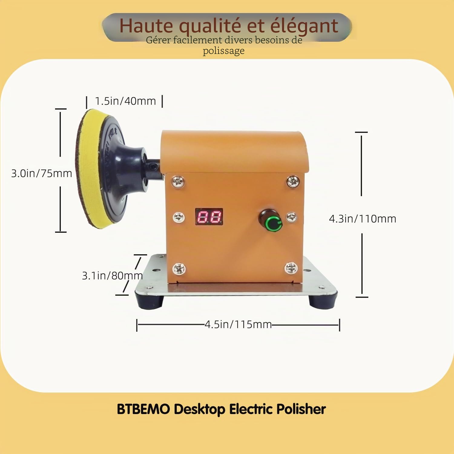 Polisseuse électrique pour résine, vitesse réglable et faible bruit, kit de ponçage et de polissage de résine avec 32 feuilles de papier abrasif pour le bois, les bijoux, les plastiques et le