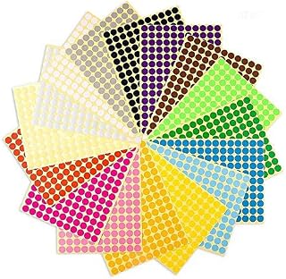 Round Dot Stickers,6mm Self Adhesive Coloured Dots 6120 Small Round Stickers 16 Sheets 2640 for Office,School,Calendars,Map Stickers