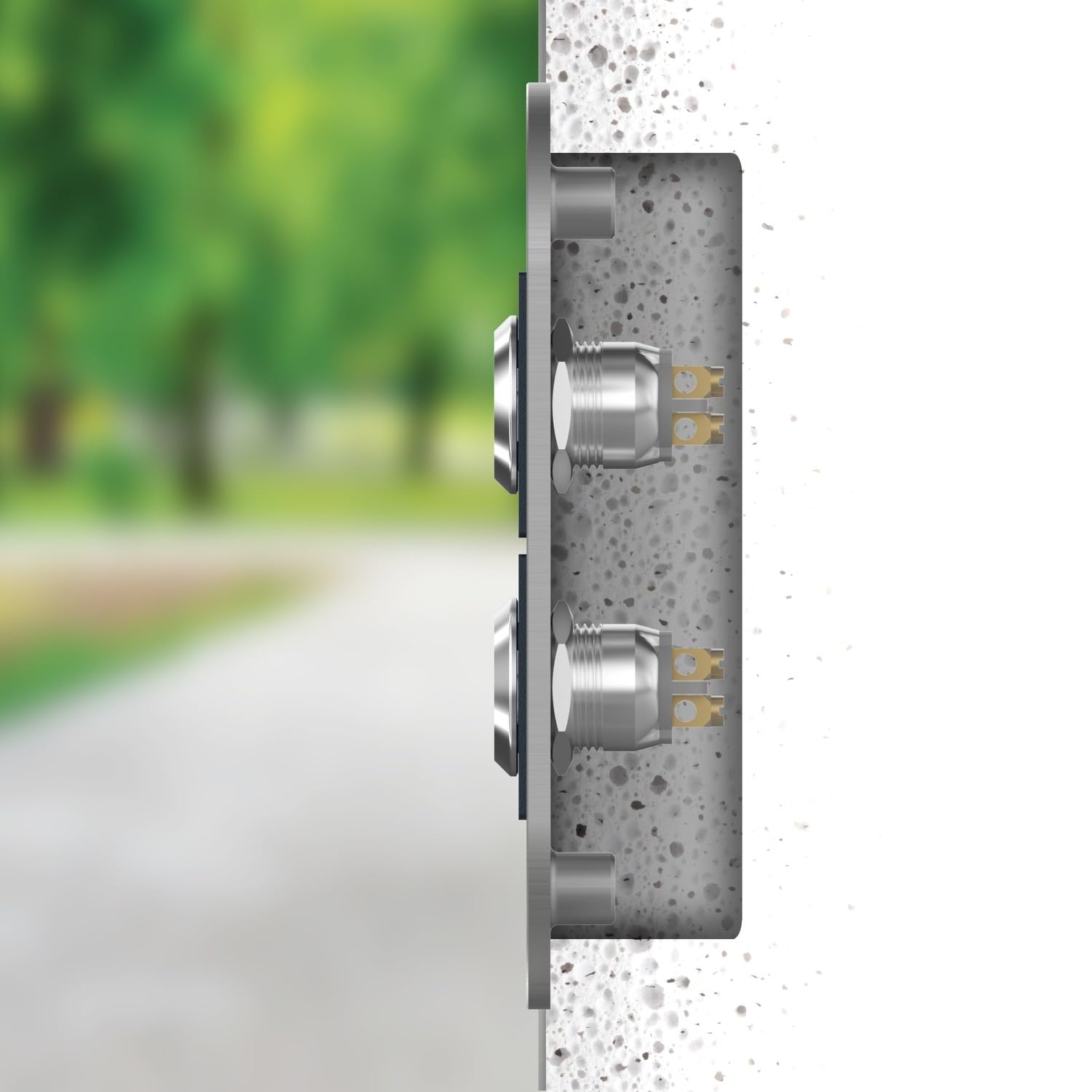 Mehrfamilien Türklingel mit LED Taster 2 Namen Gravur - V2A Edelstahl Klingel 140x115 mm - Unterputz wählbar Aufputz für Haustür Zweifamilienhaus