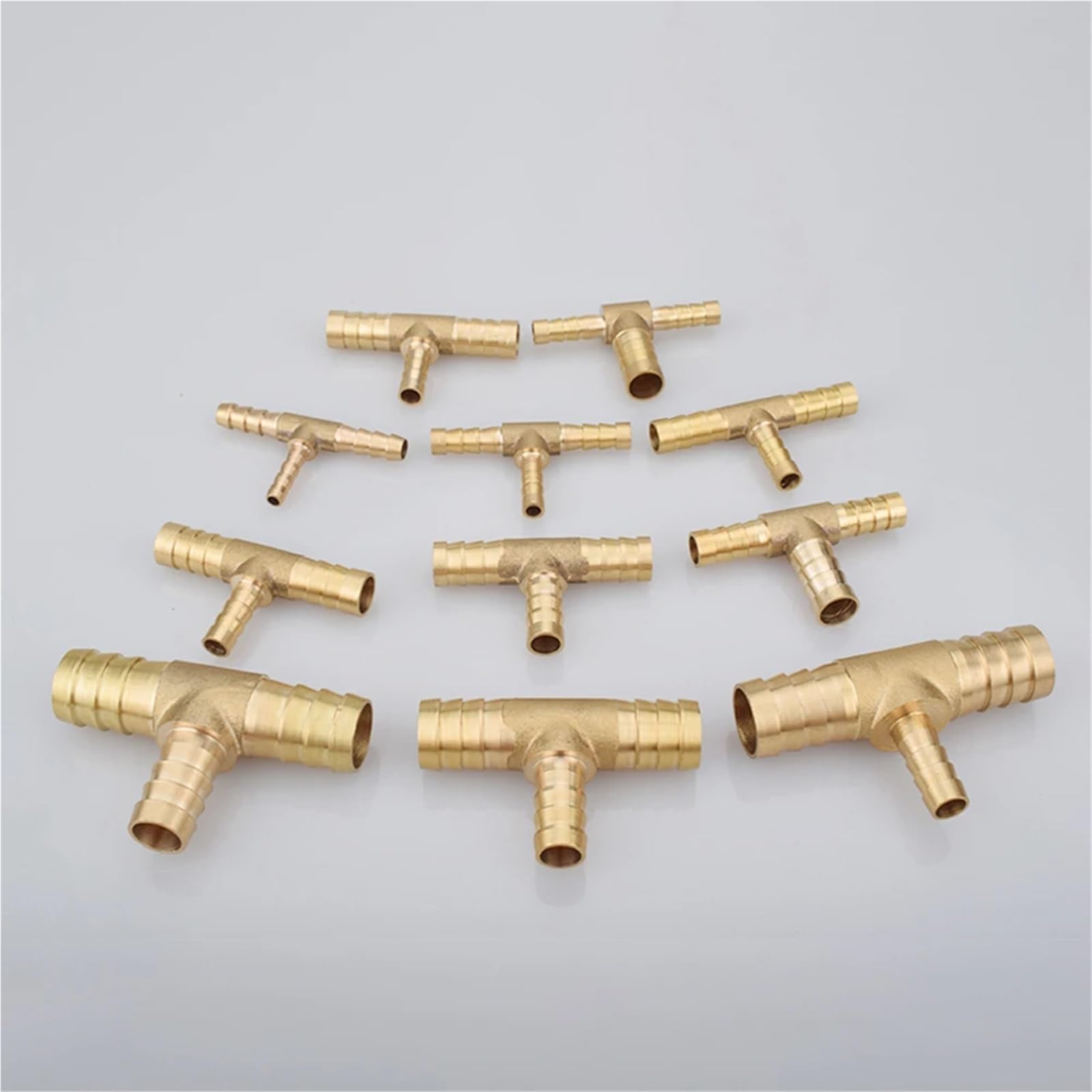 Raccord cannelé en T à réduction égale for tuyau de 4, 5, 6, 8, 10, 12, 14, 16, 19 mm, 3 voies, en laiton, connecteur et séparateur(19-16-19mm,5 pcs)