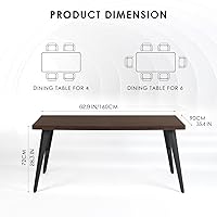 Vista 7 de Homy Casa Juego de mesa de comedor moderno de mediados de siglo de 5 piezas, mesa rectangular de madera de 63 pulgadas con 4 sillas tapizadas